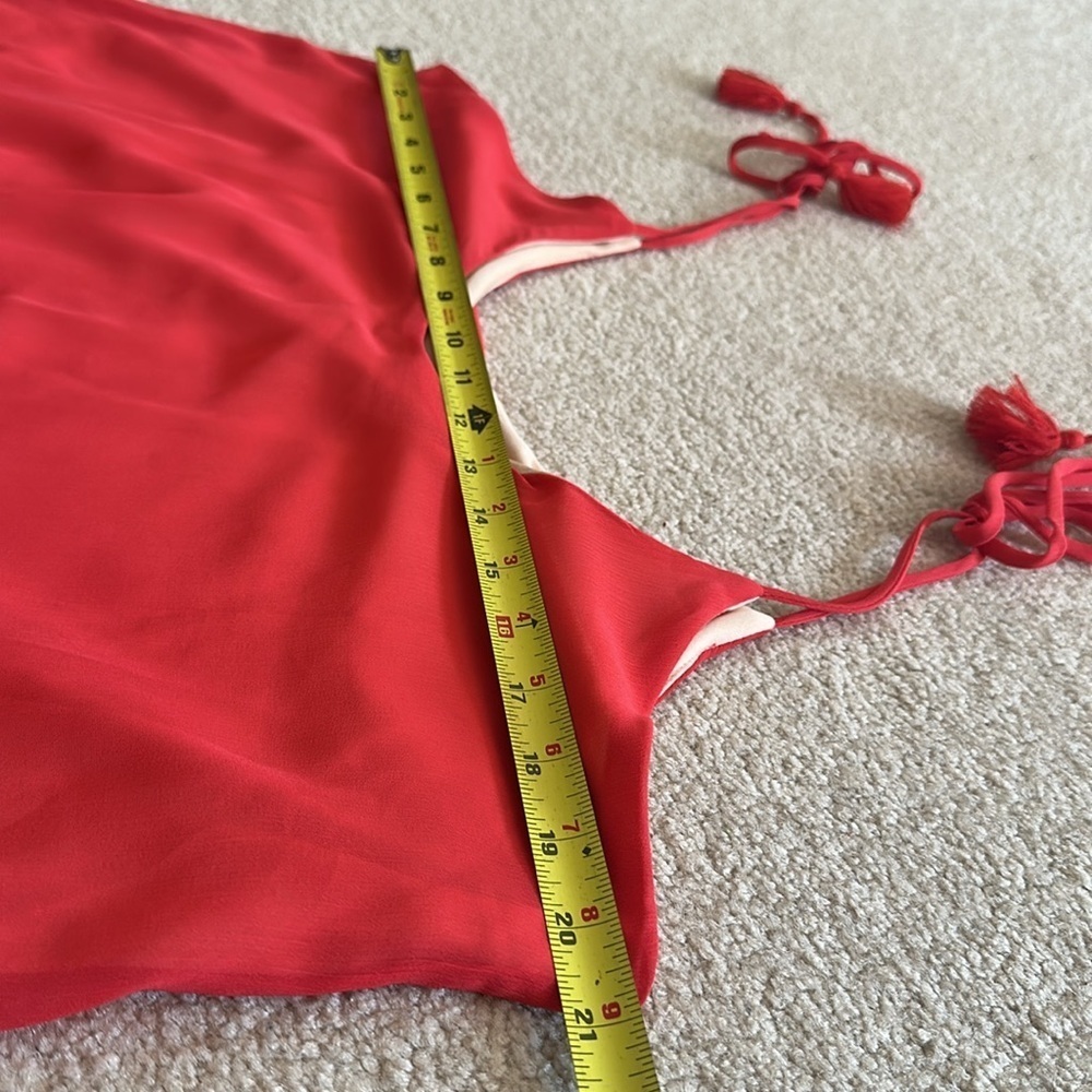 Living Doll Flowy Tassel Tie Shoulder Strap Dress Size XL  Coral Maroon - Picture 11 of 14
